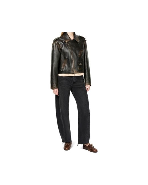 Miu Miu Black Long-Sleeved Leather Jacket