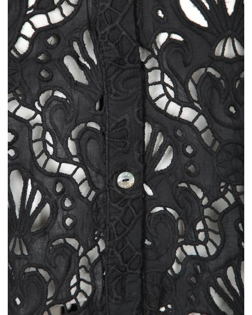 Farm Rio Black Lapel Short-Sleeved Shirt