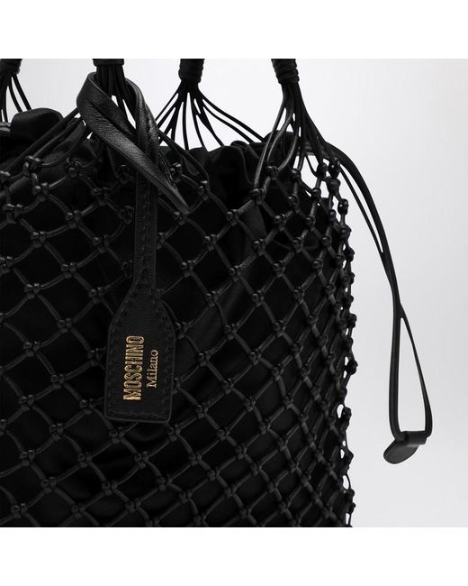 Moschino Black Handbag With Woven Handle