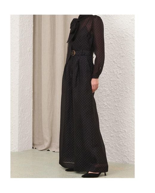 Zimmermann Black High Neck Polka-Dot Blouse