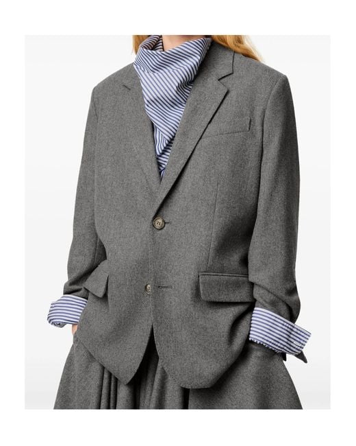 AMI Gray Single Breasted Long Sleeved Jacket