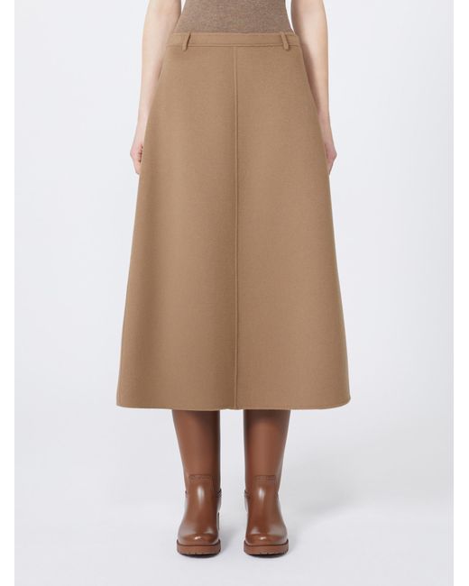 Max Mara Natural Virgin-Wool Midi Skirt