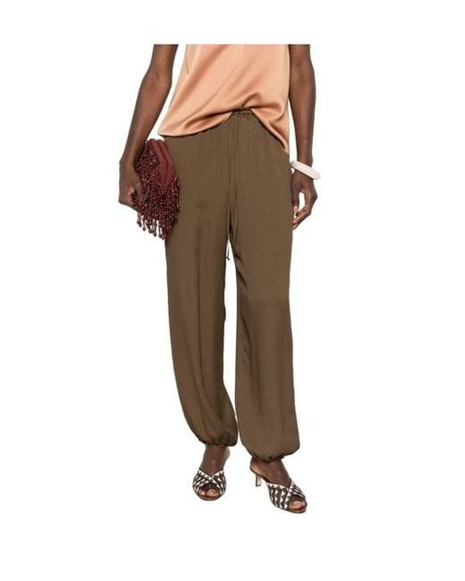 Forte_forte Brown Drawstring-Waist Elasticated-Hem Trousers