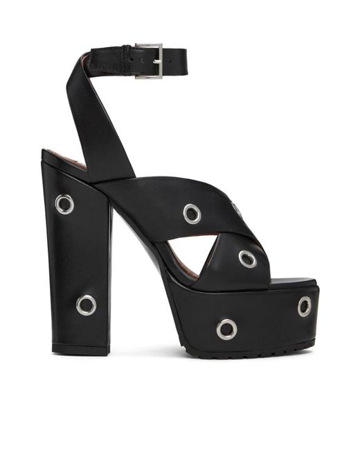 Alaïa Black Alaïa Block Heel Eyelets Detailed Plateform Sandals