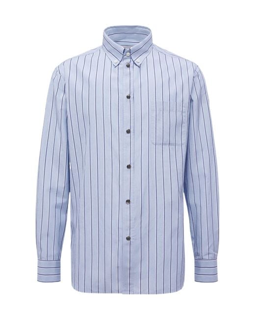 Moncler Blue Striped Long-Sleeved Shirt for men