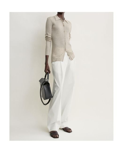 Totême  White Totême Ribbed-Knit Long Sleeved Cardigan
