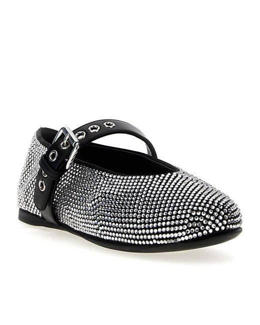 Miu Miu Black Embellished Ballerinas