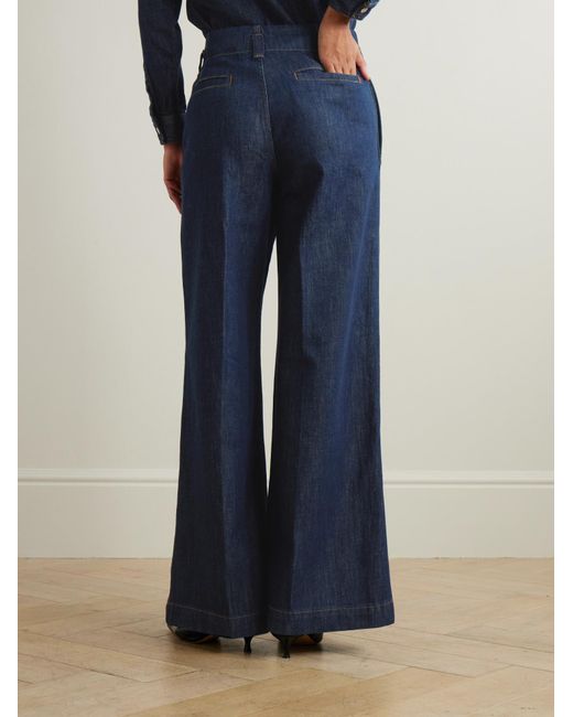 FRAME Blue High-Waisted Wide-Leg Jeans