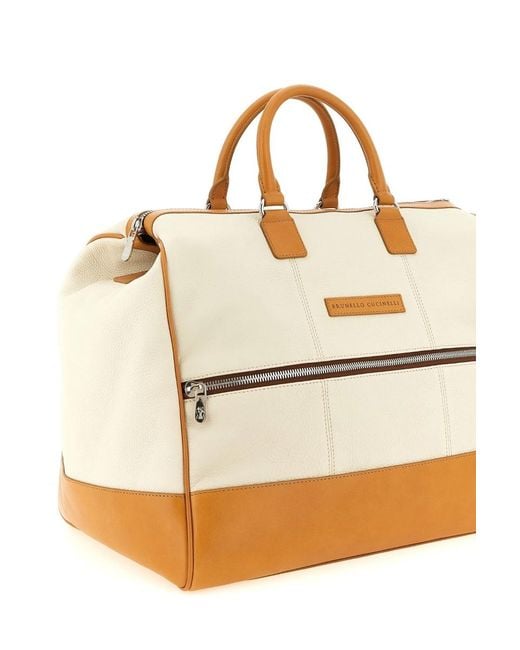Brunello Cucinelli Natural Leather Duffel Bag for men
