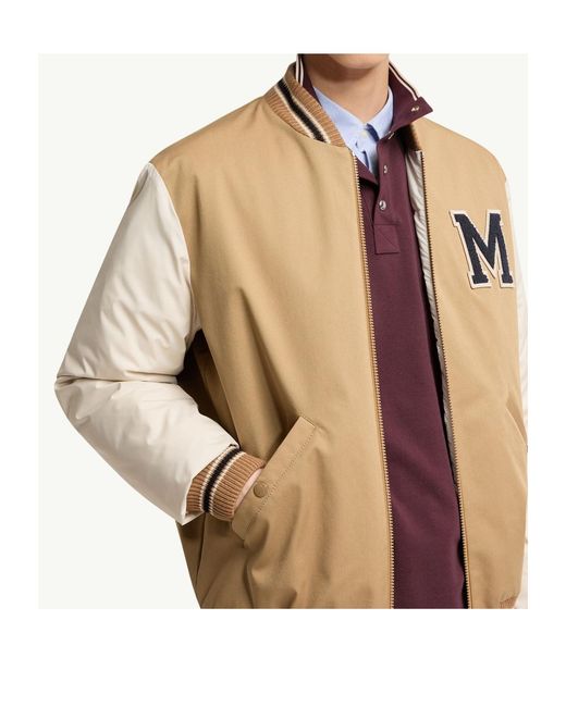 Moncler Natural Oreane Cotton Blend Varsity Down Jacket for men