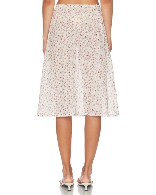 Posse White Elastic Waistband Midi Skirt