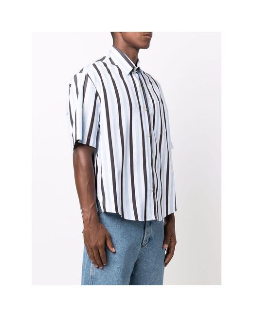 AMI Blue Stripe-Print Shirt for men