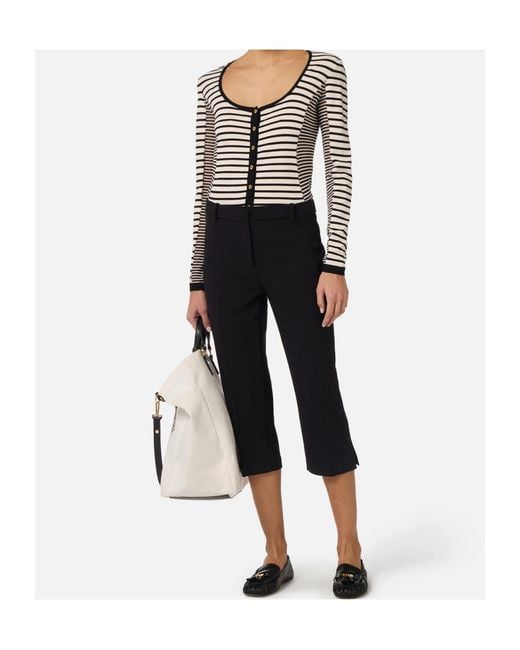 Elisabetta Franchi Blue Striped Button-Up Cardigan