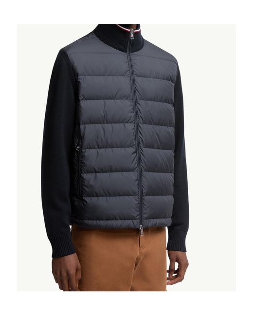 Moncler Blue Logo Patch Zip-Up Padded Jacket for men