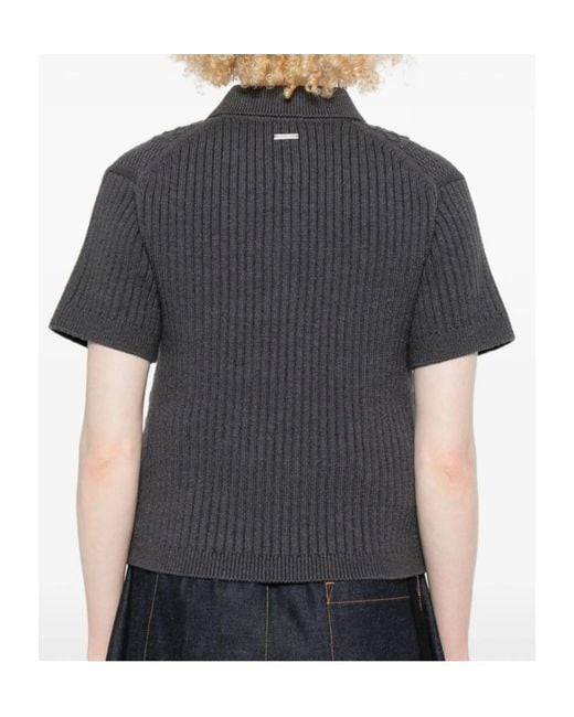 J.W. Anderson Black Cable-Knit Polo-Neck Polo Top