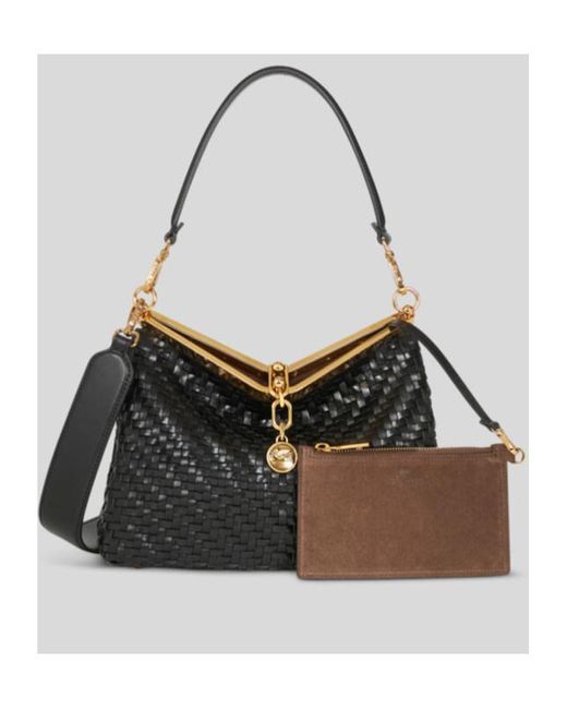 Etro Black Medium Woven Vela Shoulder Bag