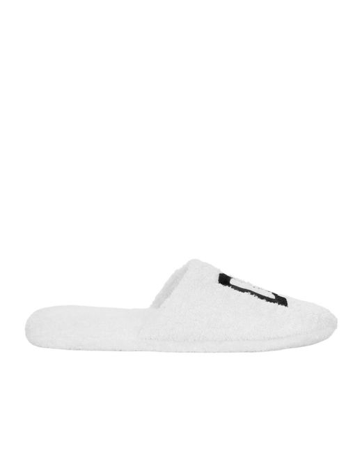 Dolce & Gabbana White Embroidered Logo Slides for men