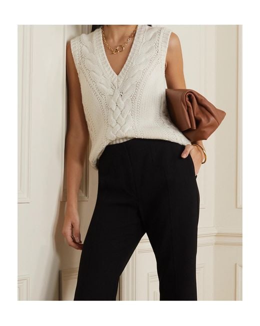 Gabriela Hearst White Cable Knit Vest