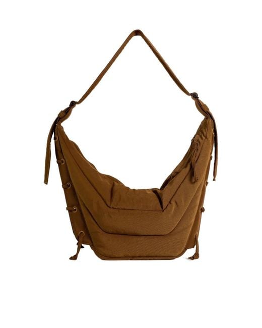 Lemaire Brown Quilted Lace-Up Shoulder Bag