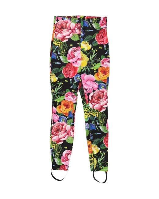 Dolce & Gabbana Black Floral Print Casual Pants