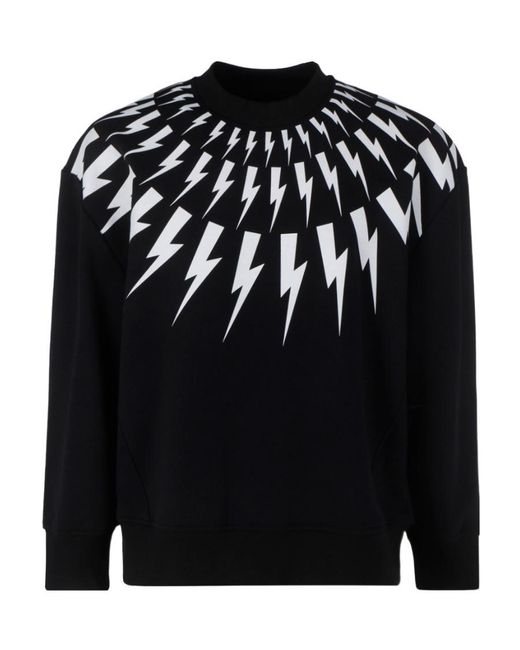 Neil Barrett Black Thunderbolt Print Sweatshirt for men