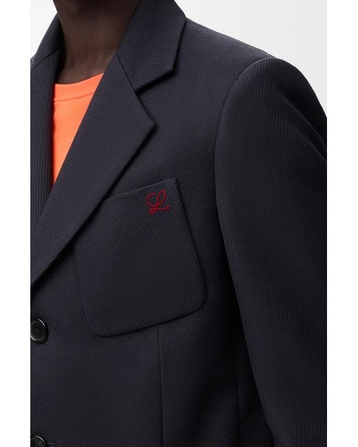 Loewe Blue Anagram Embroidered Single-Breasted Jacket for men
