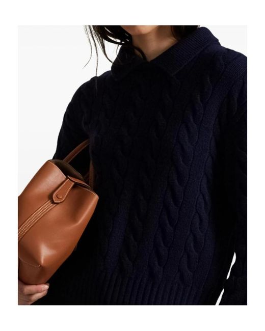 Polo Ralph Lauren Blue Cable-Knit Polo Sweater