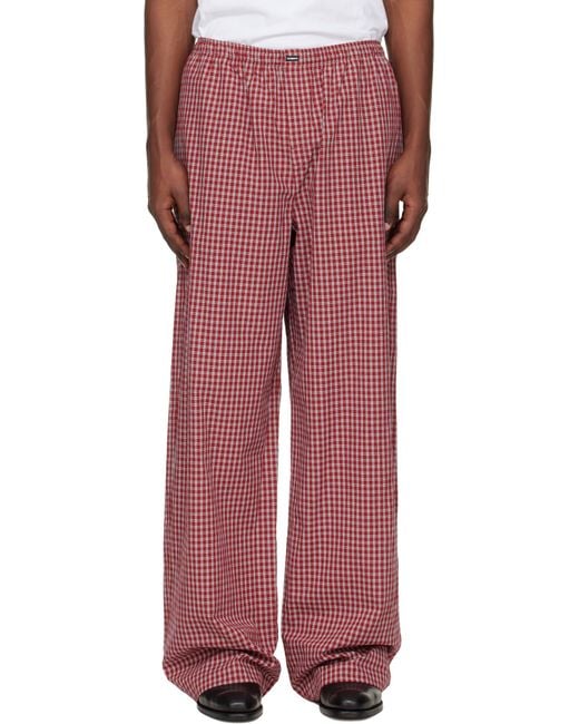 Vetements Red Checked Wide-Leg Trousers for men