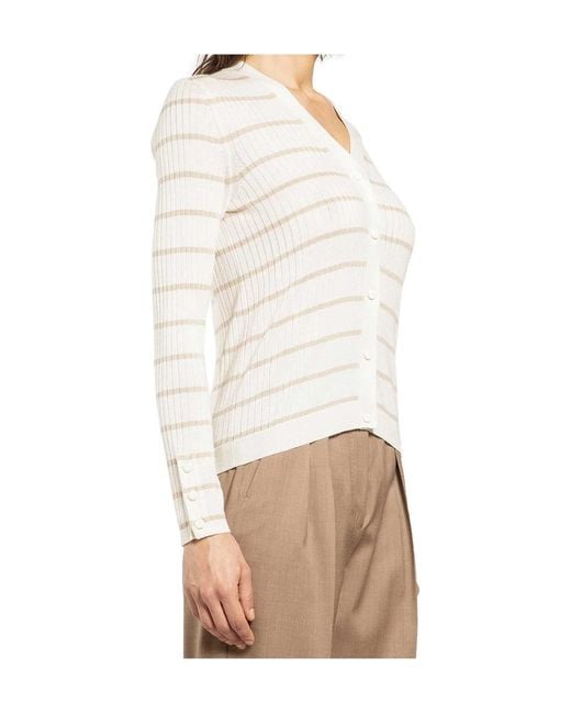 Max Mara White Pedale V-Neck Knitted Cardigan