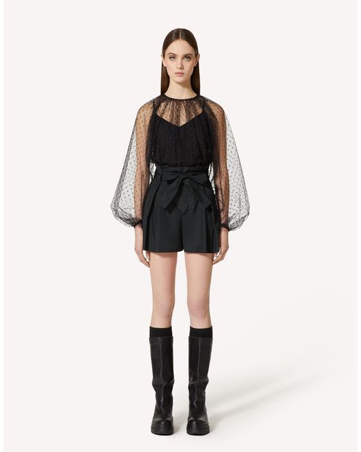 RED Valentino Black High Waist Bow Shorts