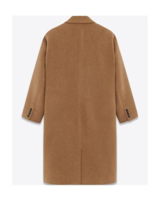 Saint Laurent Brown Single-Breasted Wool Coat for men