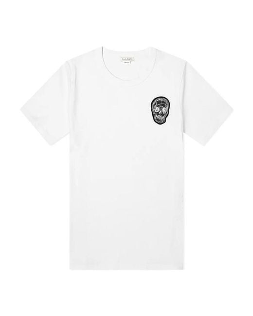 McQueen White T-Shirt With Round Neck And Short Sleeves for men