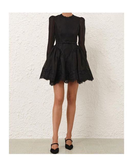 Zimmermann Black Hypnotic Laced Trim Mini Dress