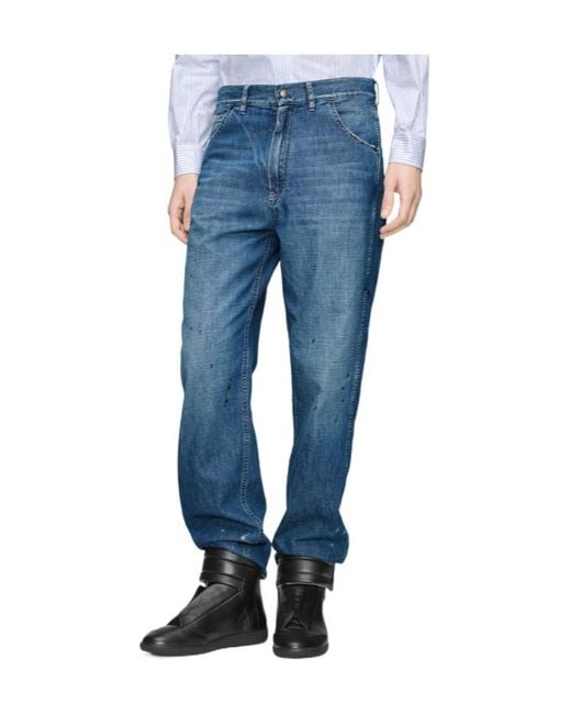 Maison Margiela Blue Stained-Effect Jeans for men