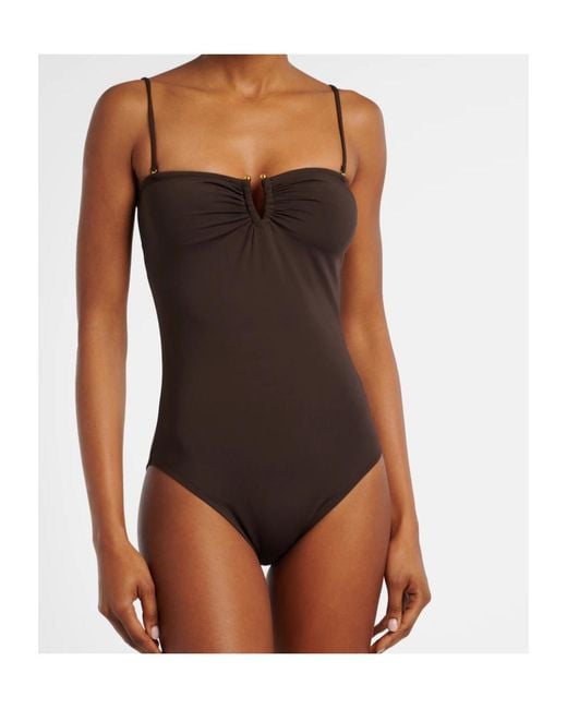 Nili Lotan Brown Pleated One-Piece Swimsuit