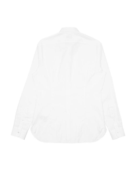 Zegna White Long-Sleeved Lapel Shirt for men