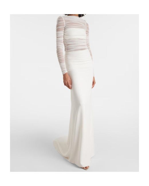 Christopher Esber White Bridal Veiled Silk Tulle Gown