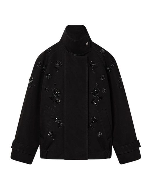 Golden Goose Deluxe Brand Black Floral Sequin Embroidery Oversized Jacket