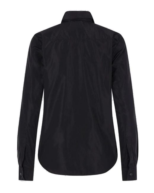 Aspesi Blue Long Sleeved Press-Stud Overshirt