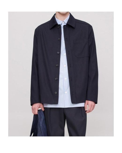 A.P.C. Blue Buttoned Overshirt Jacket for men