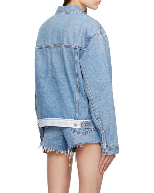 Alexander Wang Blue Logo-Hem Denim Trucker Jacket