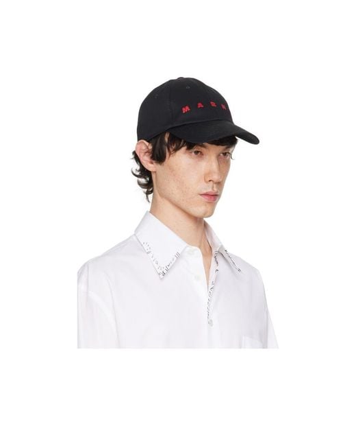 Marni Black Logo Embroidered Curved-Peak Baseball Cap for men