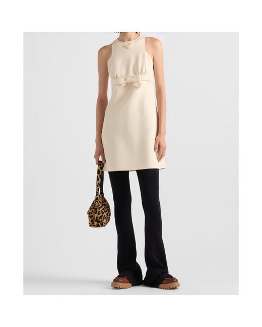 Prada Natural Sablè Compact Mini-Dress