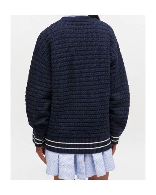 Ganni Blue Button-Detail V-Nneck Jumper