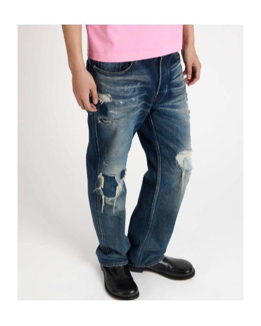 J.W. Anderson Blue Jw Anderson Distressed Mid-Waisted Straight-Leg Jeans for men