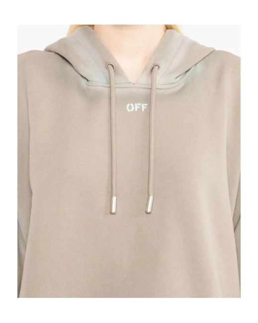 Off-White c/o Virgil Abloh Natural Spray-Effect Logo Stamped Hoodie