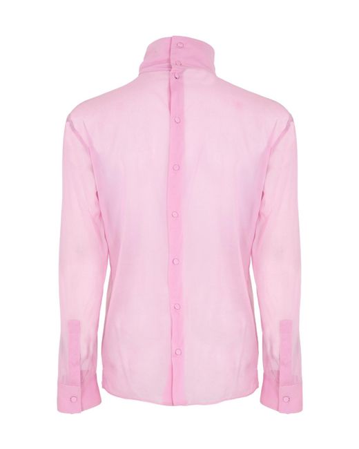 Gucci Pink Light Stand-Collar Long Sleeve Shirt for men