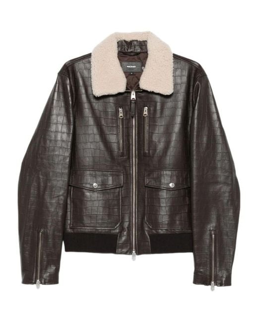 Mackage Men's Black Long-Sleeved Leather Jacket