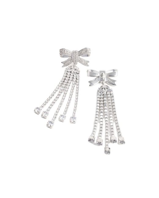 Self-Portrait White Crystal Bow Droplet Earrings