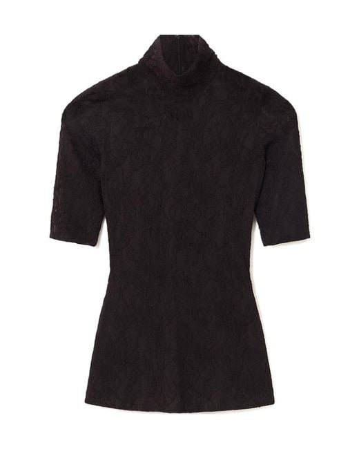 Stella McCartney Black Turtleneck Lace Top